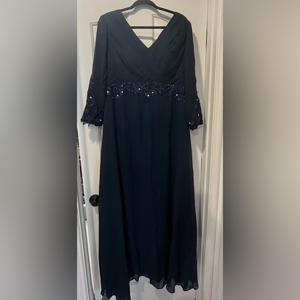 JJs House Black V-Neck Bell Sleeve Gown